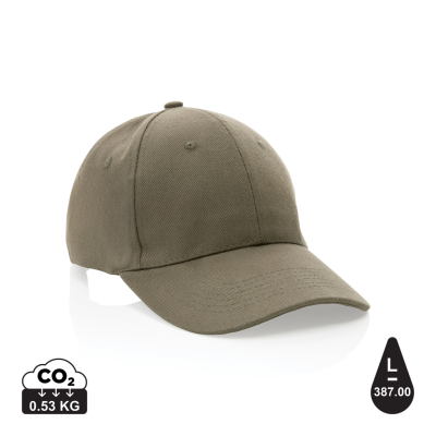 IMPACT 6 PANEL 280GR RECYCLED COTTON CAP with Aware™ Tracer in Green.