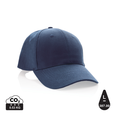 IMPACT 6 PANEL 280GR RECYCLED COTTON CAP with Aware™ Tracer in Navy.