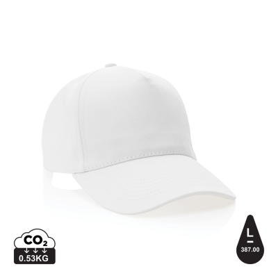 IMPACT 5 PANEL 280GR RECYCLED COTTON CAP with Aware™ Tracer in White.