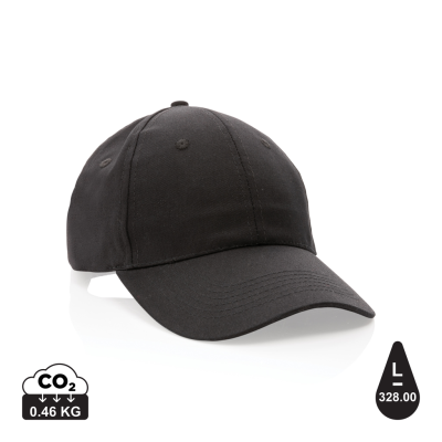 IMPACT 6 PANEL 190GR RECYCLED COTTON CAP with Aware™ Tracer in Black.
