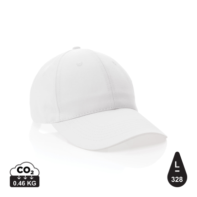 MPACT 6 PANEL 190GR RECYCLED COTTON CAP with Aware™ Tracer in White.