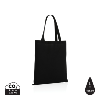 IMPACT AWARE™ RECYCLED COTTON TOTE 145G in Black.