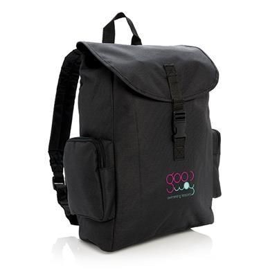 15 INCH LAPTOP BACKPACK RUCKSACK with Buckle in Black.