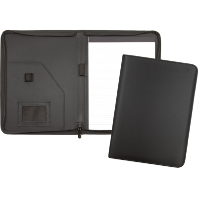 LANGDON ECO ZIP A4 RECYCLED CONFERENCE FOLDER in Black.