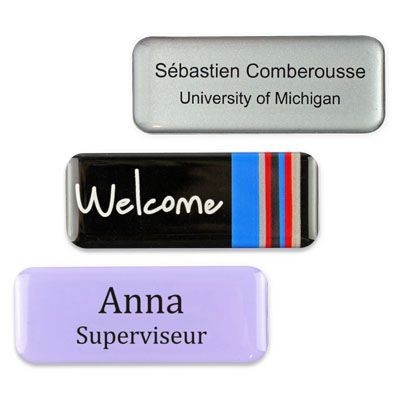 Reusable Selfit® PRO Single line Name Badges, 70 x 40 mm, Oval shape