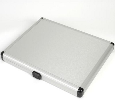 Picture of SLIM LINE ALUMINIUM SILVER METAL DOCUMENT CASE in Silver.