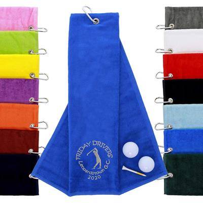 Picture of AZTEX TRI FOLDING COTTON VELOUR GOLF TOWEL.