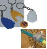 Picture of PLASTIC WISHBONE SHAPE TROLLEY CHIP COIN KEYRING.