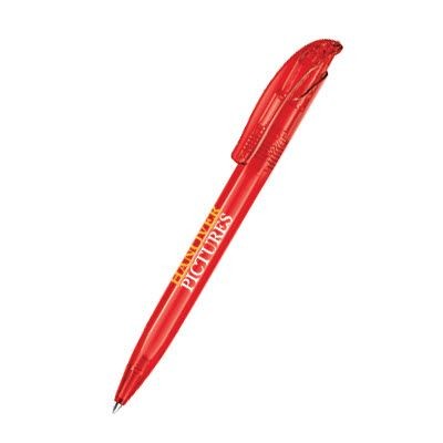 Picture of SENATOR CHALLENGER CLEAR TRANSPARENT PLASTIC BALL PEN in Strawberry Red