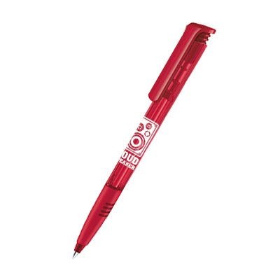Picture of SENATOR SUPER HIT CLEAR TRANSPARENT PLASTIC BALL PEN with Soft Grip in Cherry Red