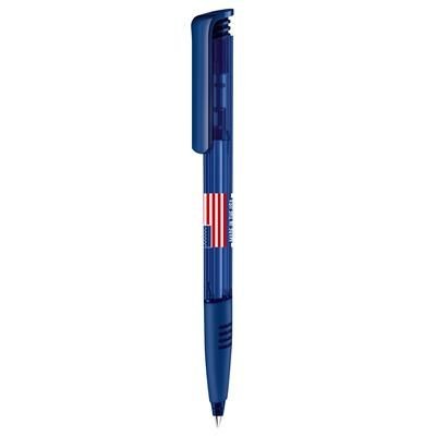 Picture of SENATOR SUPER HIT CLEAR TRANSPARENT PLASTIC BALL PEN with Soft Grip in Dark Blue