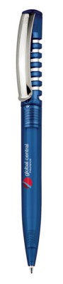 Picture of NEW SPRING METAL CLEAR TRANSPARENT BALL PEN in Dark Blue