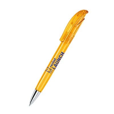Picture of SENATOR CHALLENGER CLEAR TRANSPARENT PLASTIC BALL PEN with Metal Tip in Honey Yellow