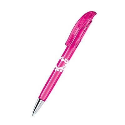 Picture of SENATOR CHALLENGER CLEAR TRANSPARENT PLASTIC BALL PEN with Metal Tip in Rhodamine Red