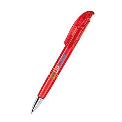Picture of SENATOR CHALLENGER CLEAR TRANSPARENT PLASTIC BALL PEN with Metal Tip in Strawberry Red