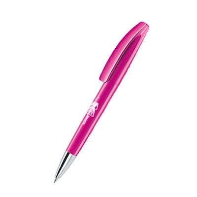 Picture of SENATOR BRIDGE POLISHED PLASTIC BALL PEN with Metal Tip in Rhodamine Red