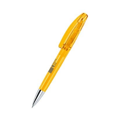 Picture of SENATOR BRIDGE CLEAR TRANSPARENT PLASTIC BALL PEN with Metal Tip in Honey Yellow
