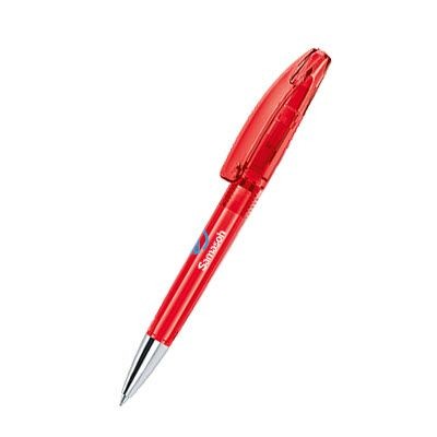 Picture of SENATOR BRIDGE CLEAR TRANSPARENT PLASTIC BALL PEN with Metal Tip in Strawberry Red