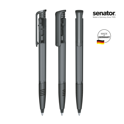 Picture of SENATOR SUPER HIT CLEAR TRANSPARENT PLASTIC BALL PEN with Soft Grip in Anthracite Grey