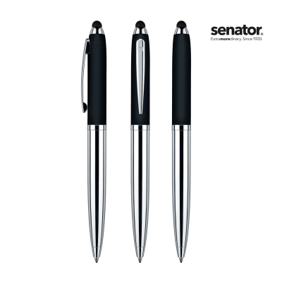 Picture of SENATOR NAUTIC SILVER CHROME & SOFT LACQUER METAL TOUCHPAD BALL PEN in White