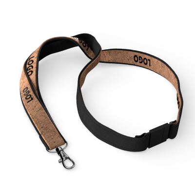 Picture of CORK & POLYESTER SCREENPRINT LANYARD
