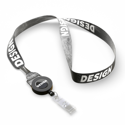Picture of RECYCLED POLYESTER (RPET) SUBLIMATION BADGE REEL LANYARD with Metal Crimp