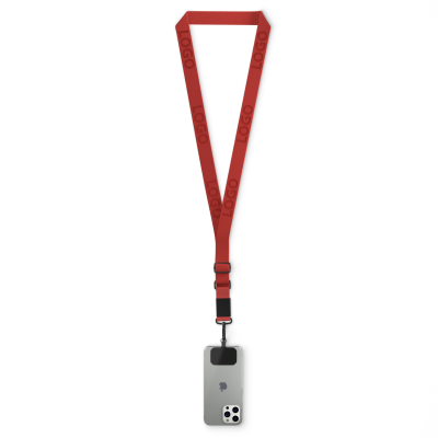 Picture of WOVEN ADJUSTABLE CROSSBODY MOBILE PHONE HOLDER with Logo Engraved Metal Plate
