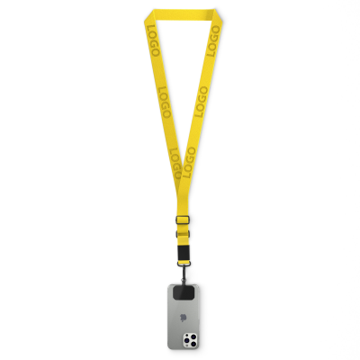 Picture of WOVEN ADJUSTABLE CROSSBODY MOBILE PHONE HOLDER with Logo Engraved Metal Plate