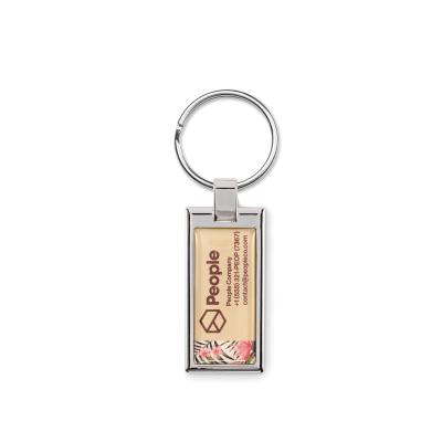 Picture of RECTANGULAR ZINC ALLOY, DOMED KEYRING CHAIN