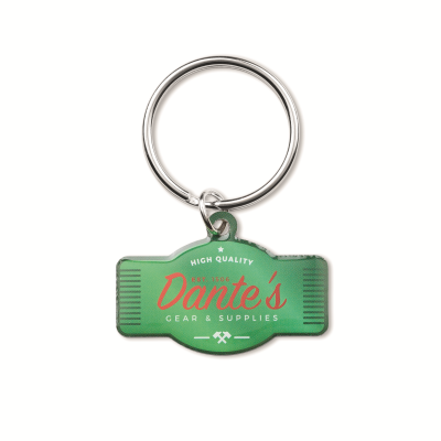 Picture of CUSTOM SHAPE STAINLESS STEEL METAL KEYRING CHAIN with a Full Colour Doming