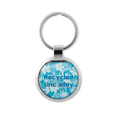 Picture of ROUND RECYCLED ZINC ALLOY, DOMING KEYRING CHAIN