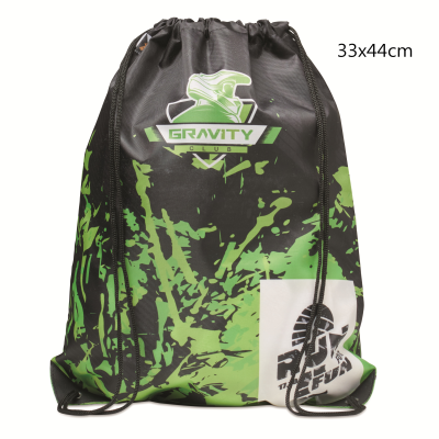 Picture of FULL COLOUR POLYESTER DRAWSTRING BAG with PU Corners