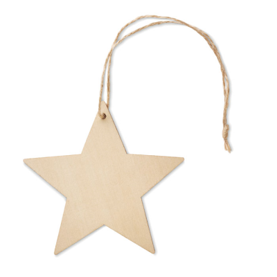 Picture of WOOD STAR SHAPE HANGER in Brown