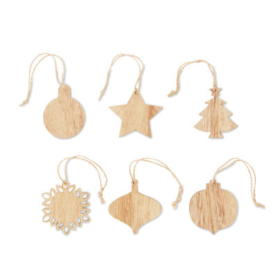 Picture of SET OF WOOD XMAS ORNAMENTS