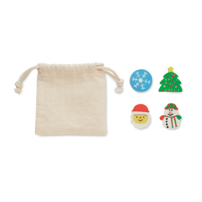 Picture of SET OF 4 CHRISTMAS ERASERS in Brown