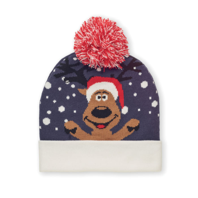 Picture of CHRISTMAS KNITTED BEANIE in Blue.