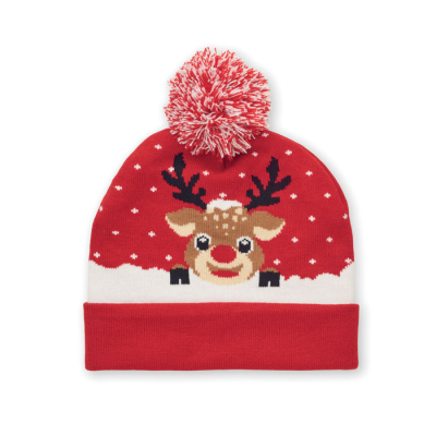 Picture of CHRISTMAS KNITTED BEANIE in Red.