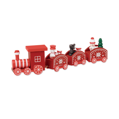 Picture of WOOD CHRISTMAS TRAIN in Red