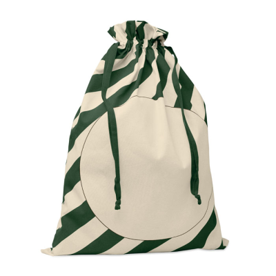 Picture of LARGE FATHER CHRISTMAS SANTA COTTON BAG in Green