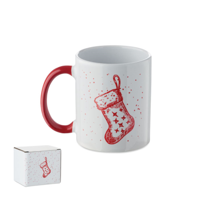 Picture of SEASONAL CERAMIC POTTERY MUG 300ML in Red