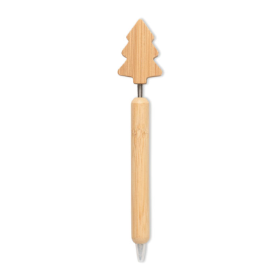 Picture of BAMBOO CHRISTMAS TREE BALL PEN in Brown