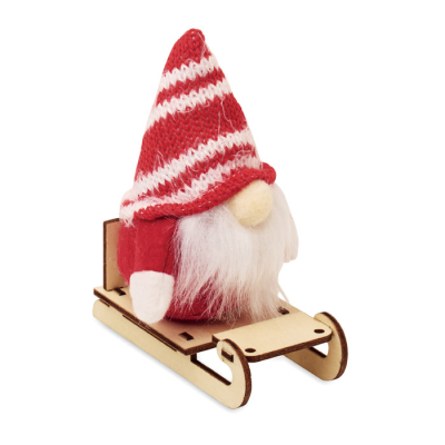 Picture of GNOME ON WOOD SLEIGH in Red