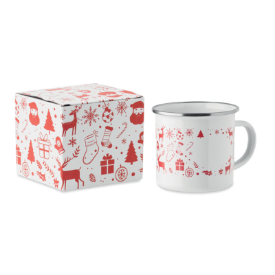 Picture of CHRISTMAS ENAMEL MUG 300ML in White