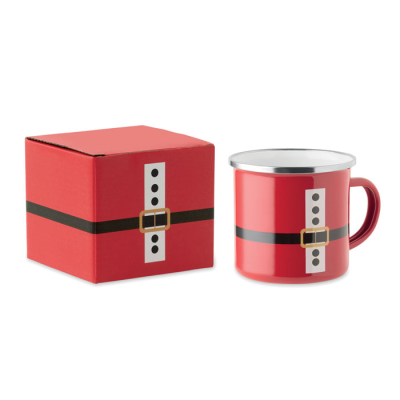 Picture of FATHER CHRISTMAS SANTA ENAMEL VINTAGE MUG 300ML in Red