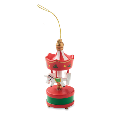Picture of WOOD CAROUSEL ORNAMENT in Red