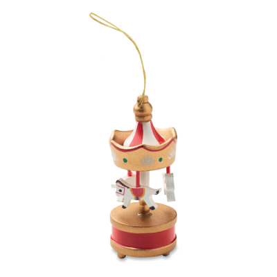 Picture of WOOD CAROUSEL ORNAMENT in Gold