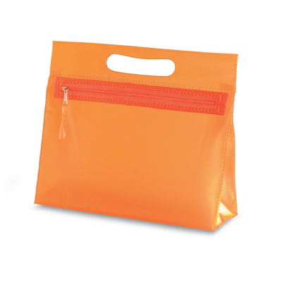 Picture of CLEAR TRANSPARENT COSMETICS POUCH in Orange.