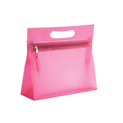 Picture of CLEAR TRANSPARENT COSMETICS POUCH in Pink.