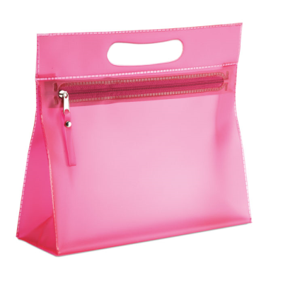 Picture of CLEAR TRANSPARENT COSMETICS POUCH in Pink.