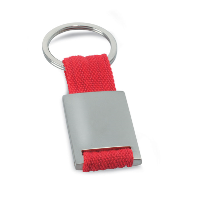 Picture of METAL RECTANGULAR KEYRING in Red.